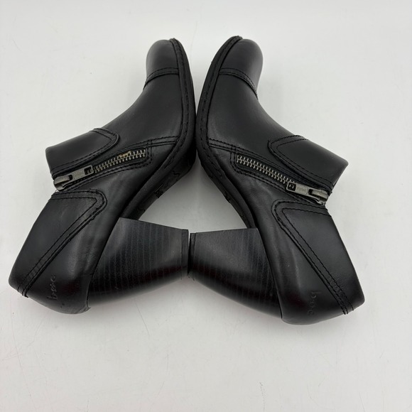 B.O.C. Born Concept Ankle Booties Heels Women 6 Black Leather Chunky Biker Zip - Picture 10 of 10